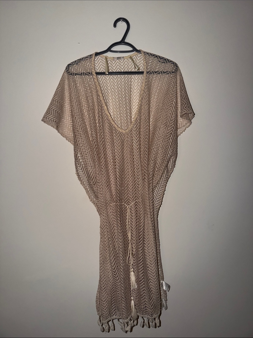 Ardene Beige Open-Knit Swim Coverup with Tassel Drawstring *Adjustable*